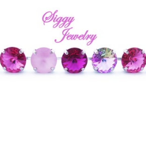 Swarovski Pink and Fuchsia Rivoli Charm Bracelet - Picture 6 of 10